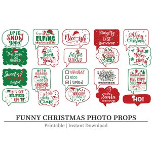 Funny Christmas Photo Booth Props, Printable Christmas Party Photo Props, Ugly Sweater Party Photo Props, Christmas Printables, Holiday, CM1