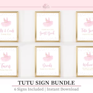 Druckbare Tutu Party Zeichen Bundle, Tutu Baby Dusche Zeichen Vorlage, Tutu Geburtstag Zeichen, Tutu Geburtstag Dekor, Ballerina Geburtstag, TU1