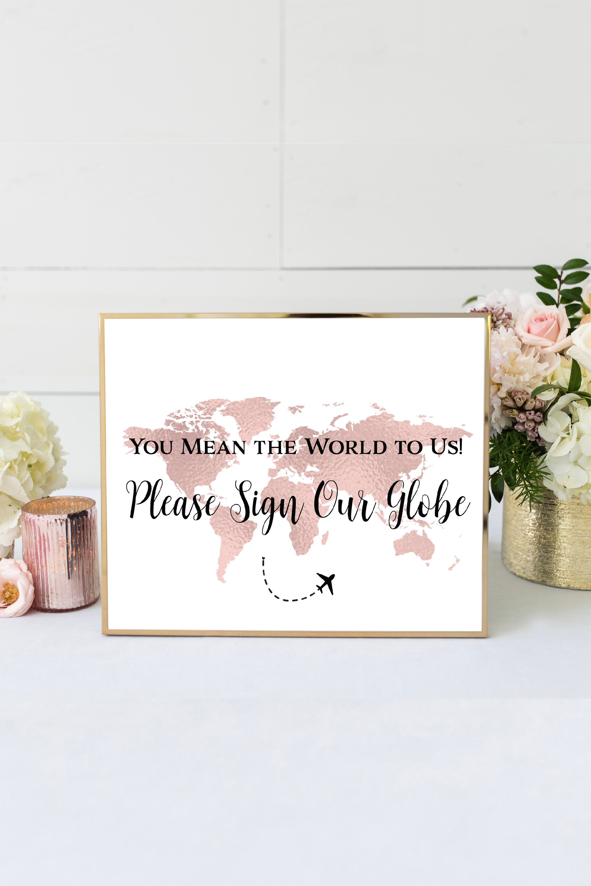 Rose Gold Guest Book Globe Sign Sign Our Guest Globe Sign Etsy