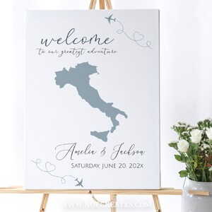 Italy Map Welcome Sign, Customizable Travel Theme Welcome Sign Template, Italy Welcome Sign, Select your own map color, TT1, YT1