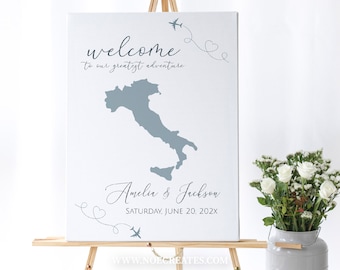 Italy Map Welcome Sign, Customizable Travel Theme Welcome Sign Template, Italy Welcome Sign, Select your own map color, TT1, YT1