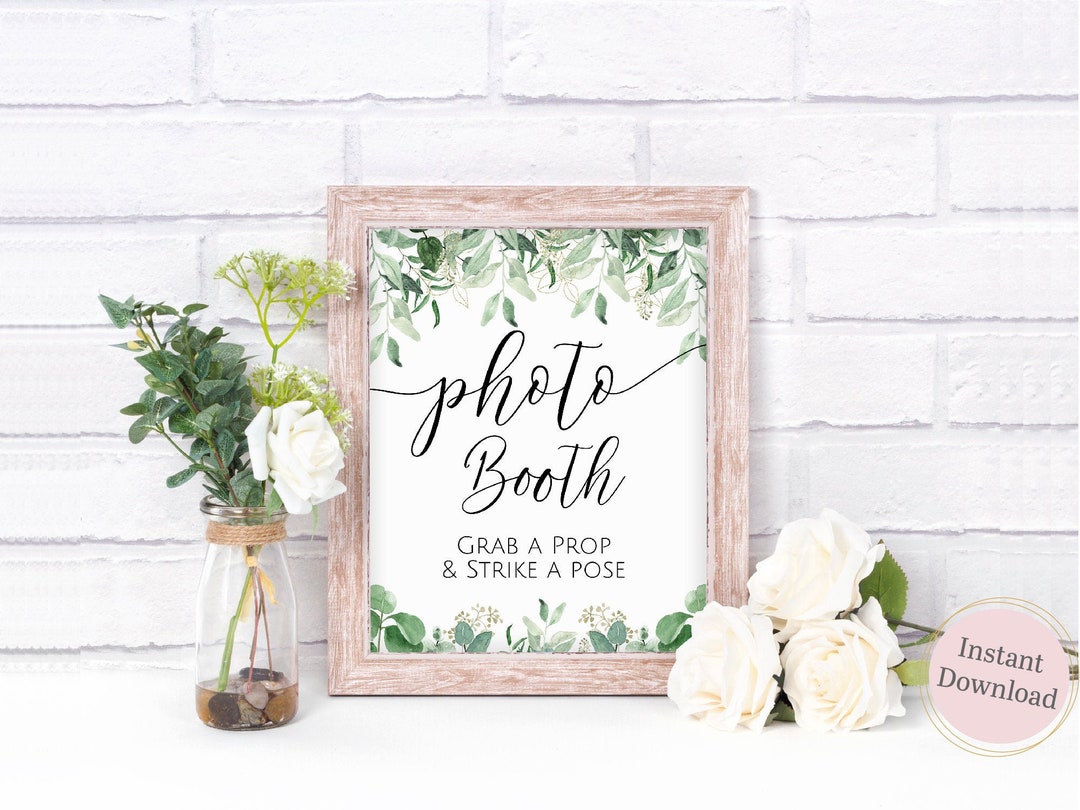 Photo Set Up Sign Photo Booth Sign, Greenery Wedding Photo Booth Sign, Eucalyptus Wedding ...