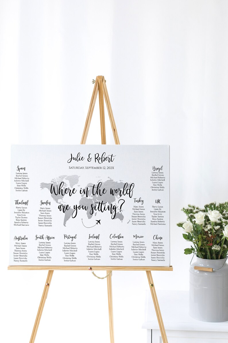 Silver Map Seating Chart Template Printable DIY Seating Chart Etsy