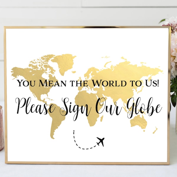 World Map Guest Book Globe Sign, Sign Our Guest Globe Sign, Travel Theme Wedding, Travel Theme Baby Shower, Travel Theme Bridal Shower, TT1