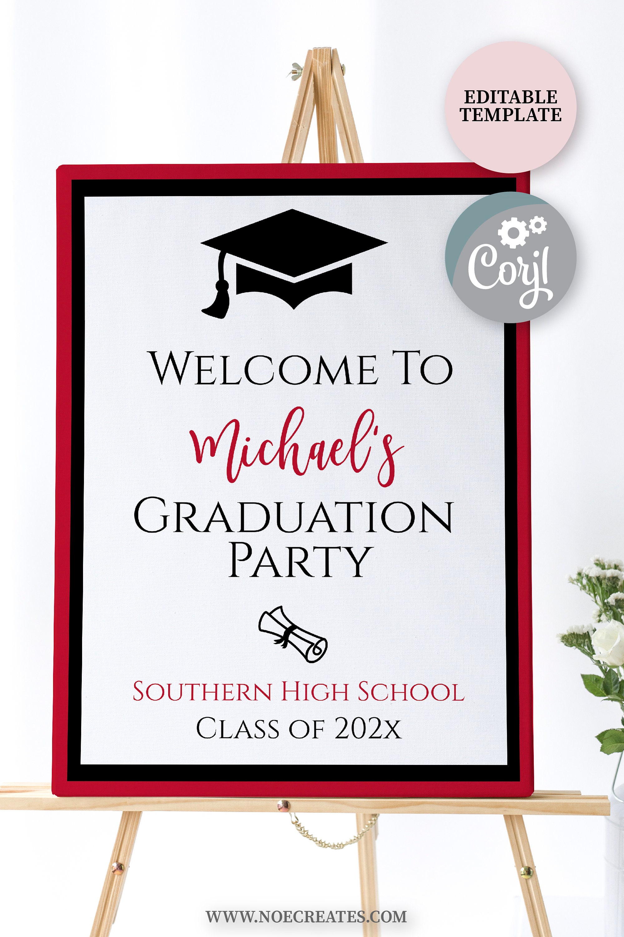 Graduation Welcomesign Personalized Graduation Welcome Sign Template: School Colors (digital ...