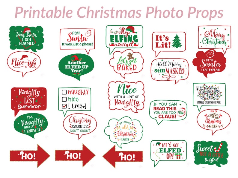 Funny Christmas Photo Booth Props Printable Christmas Party - Etsy