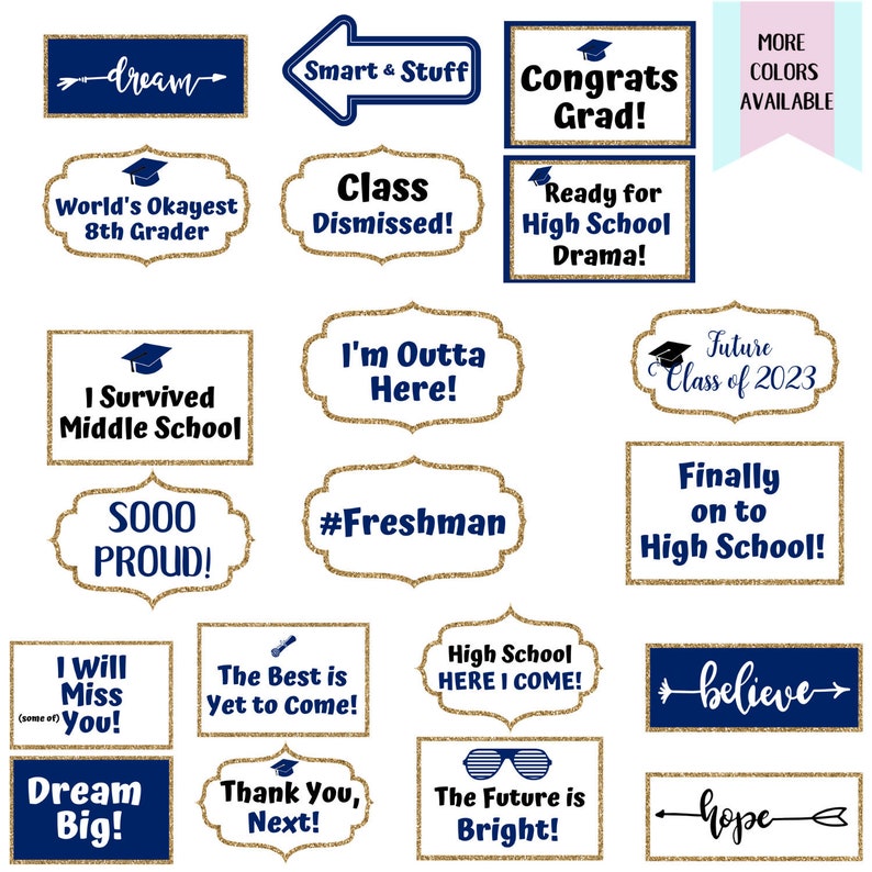 GG1 Funny 8th Grade Graduation Photo Booth Props Graduation Party Decorations Middle School Graduation Photo Props Funny Photo Props