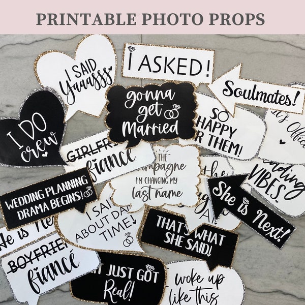 Engagement Party Photo Booth Props, Engagement Party Decorations, Engagement Photo Signs, Proposal Photo Props, Engagement Printables, EP1