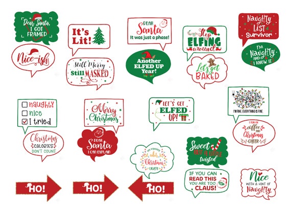 Funny Christmas Photo Booth Props Printable Christmas Party | Etsy