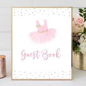 Tutu Guest Book Sign: Ballerina Birthday, Baby Shower (PDF & JPG)