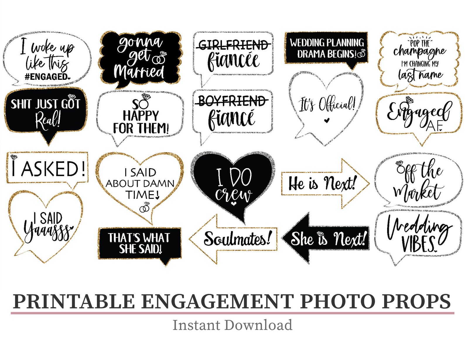 Engagement Party Photo Booth Props Engagement Party - Etsy