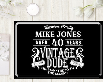 Vintage Dude Table Placemats, Printable Vintage Dude Party Decorations, Editable Party Placemats, Men's Party Ideas, VD1