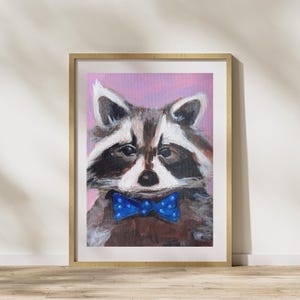 Dapper Rocket Raccoon - Dipinto acrilico originale su carta telata - Animal inPainting - Arte originale dipinta a mano e colorata