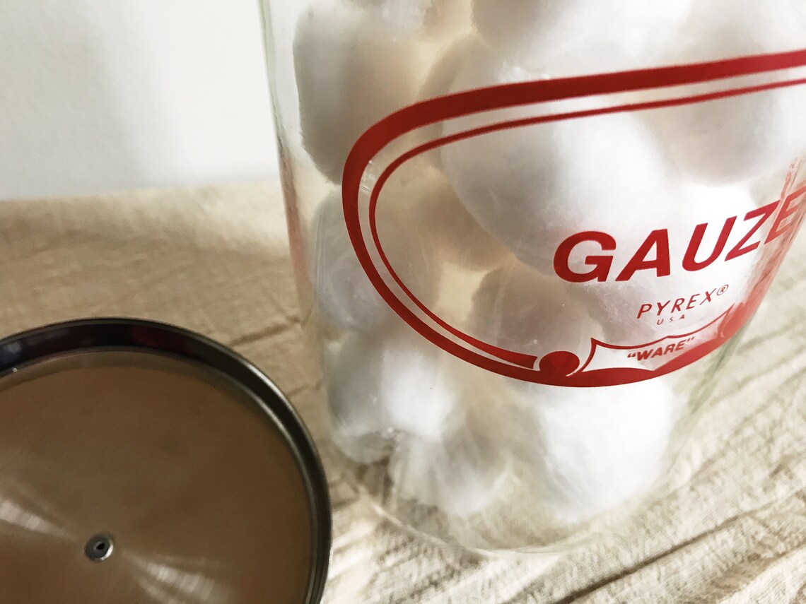 Vintage Pyrex Canister . Vintage Gauze Jar . Lidded Medical Etsy
