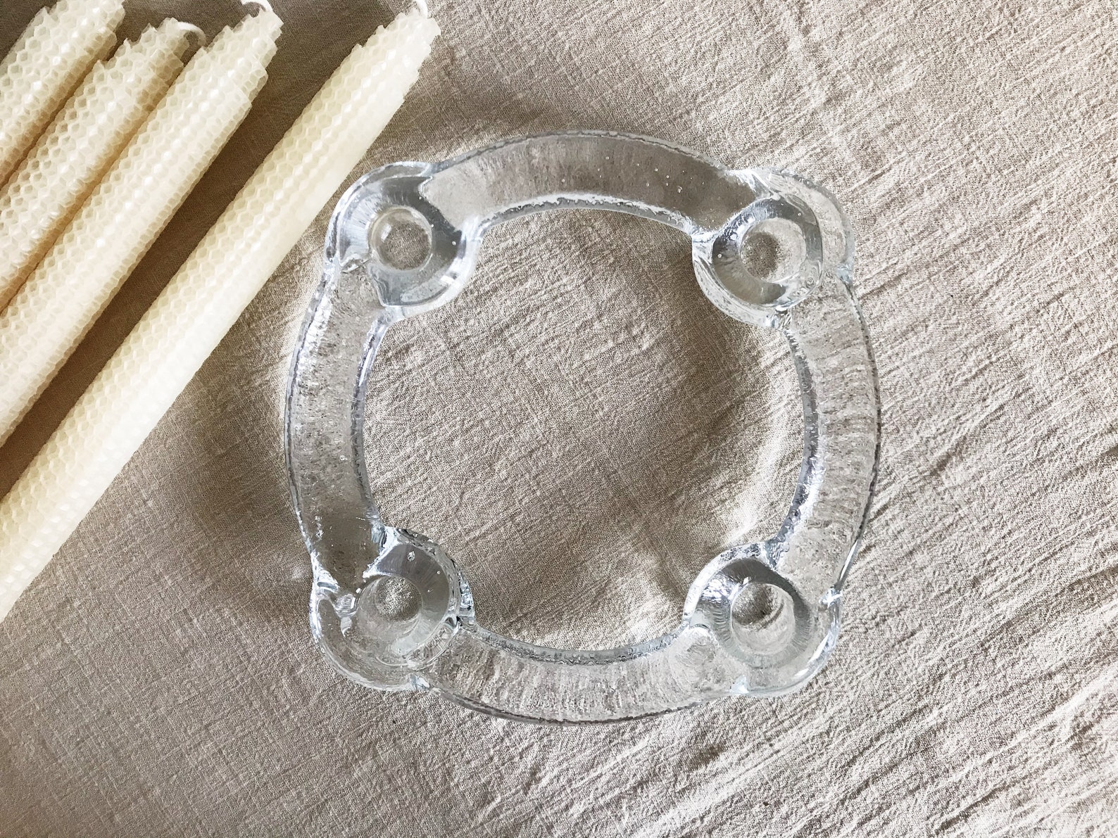 Glass Candle Ring . Swedish Candle Holder . Handblown Candle Etsy