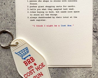 Cost Hoe keychain and card gift set, Costco lover, Costco party, Costco gift, Costco theme, funny Costco gift.