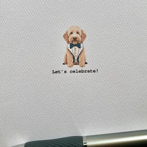 Let&#39;s celebrate greeting card; Doodle lover, dog lover, labradoodle, golden doodle, many occasions, birthday, graduation, cute card