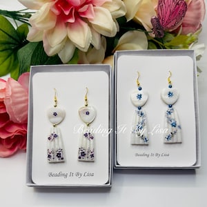 Dentalium Designer Earrings - Blue or Purple