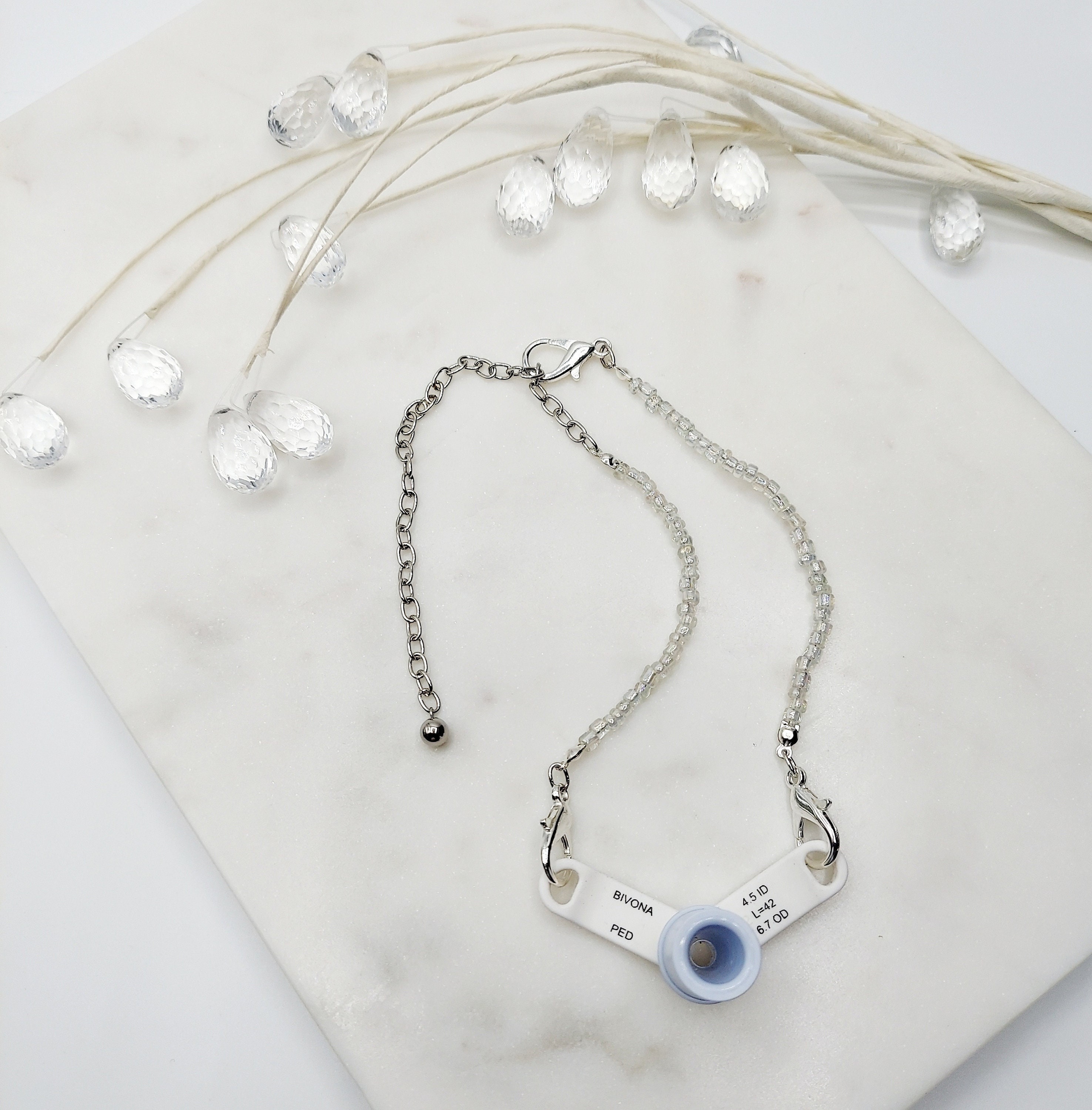Beaded Trach Ties, Adjustable, Trach Chain, Men or Women, Gift