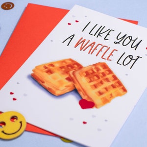 carte I like you a waffle lot, carte gaufres de Bruxelles, carte gourmande, carte plaisir d'offrir, carte je t'aime beaucoup, amour, amitié.