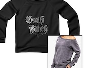 Goth Bitch Women Sponge Fleece Wide Neck Sweatshirt Bat Gothic Long Sleeve Black Sweater Off Shoulder Loose Nu Pastel Funny Gift for Her