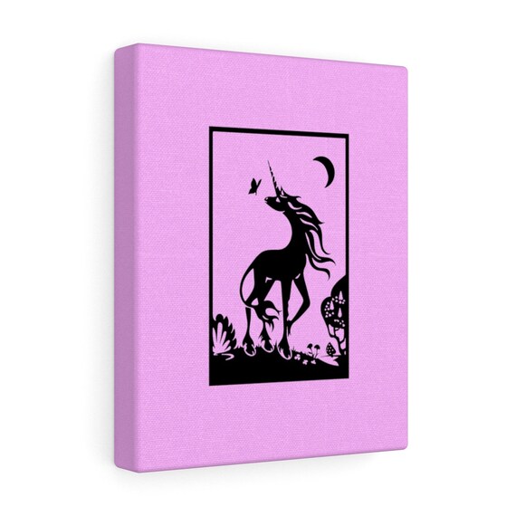 Unicorn Canvas Gallery Wraps Pastel Goth Wall Decor Vertical Pink Teen Girl Bedroom Last Unicorn Purple Art Print