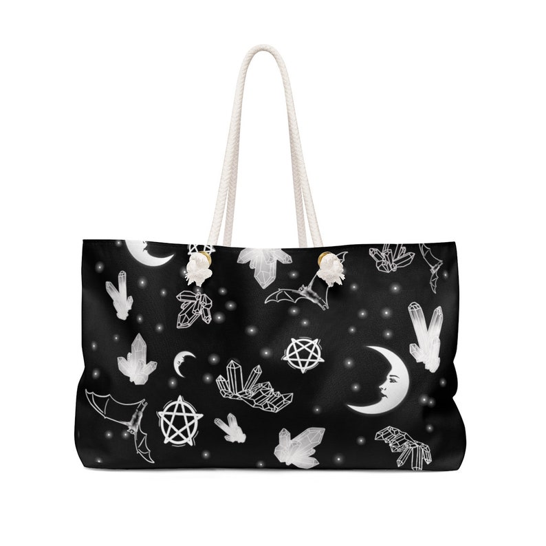 Witch Travel Bag Crystals and Bats Weekender Bag Nu Goth Large Purse Gothic Luggage