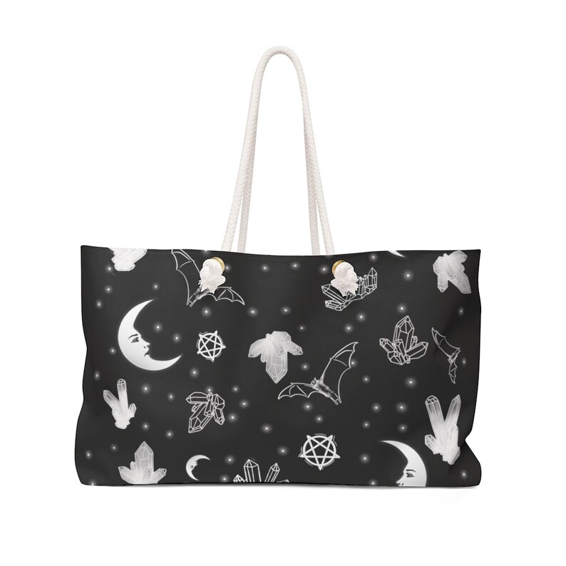Witch Travel Bag Crystals and Bats Weekender Bag Nu Goth Large Purse Gothic Luggage