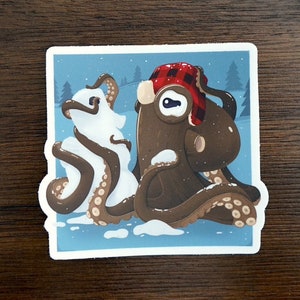 Octopus Sticker, Mr. Snow & his Snow-Horse! Winter decal