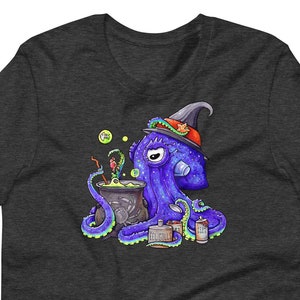 Wicked WillowOctopus tshirt, CUSTOM Cotton Heather Colors tshirt, Artistic Witchy Hipster Cool Graphic Tee Octopus Tattoo Shirt