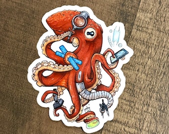 STEM Octopus Giant Pacific Octopus Sticker (science technology engineering mathematics)