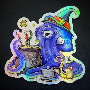 Wicked Willow Holographic Octopus Sticker