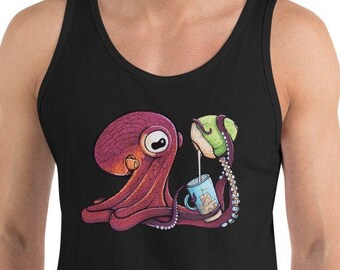 Flat White Finn Unisex Coconut Octopus Tank Top