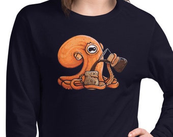 Pour Over Penny Unisex Long Sleeve Sand Octopus Tee