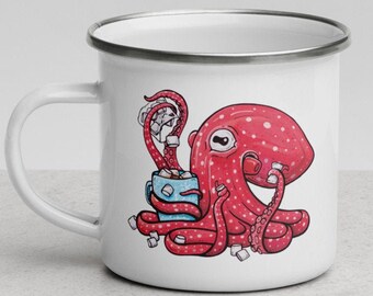 Kubek emaliowany Cocoa Callisto, ośmiornica atlantycka o białych plamkach (11 uncji)