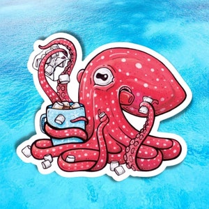 Cocoa Callisto, The Atlantic White-Spotted Octopus Sticker, laptop sticker, reusable water bottle sticker, Coffee Sticker