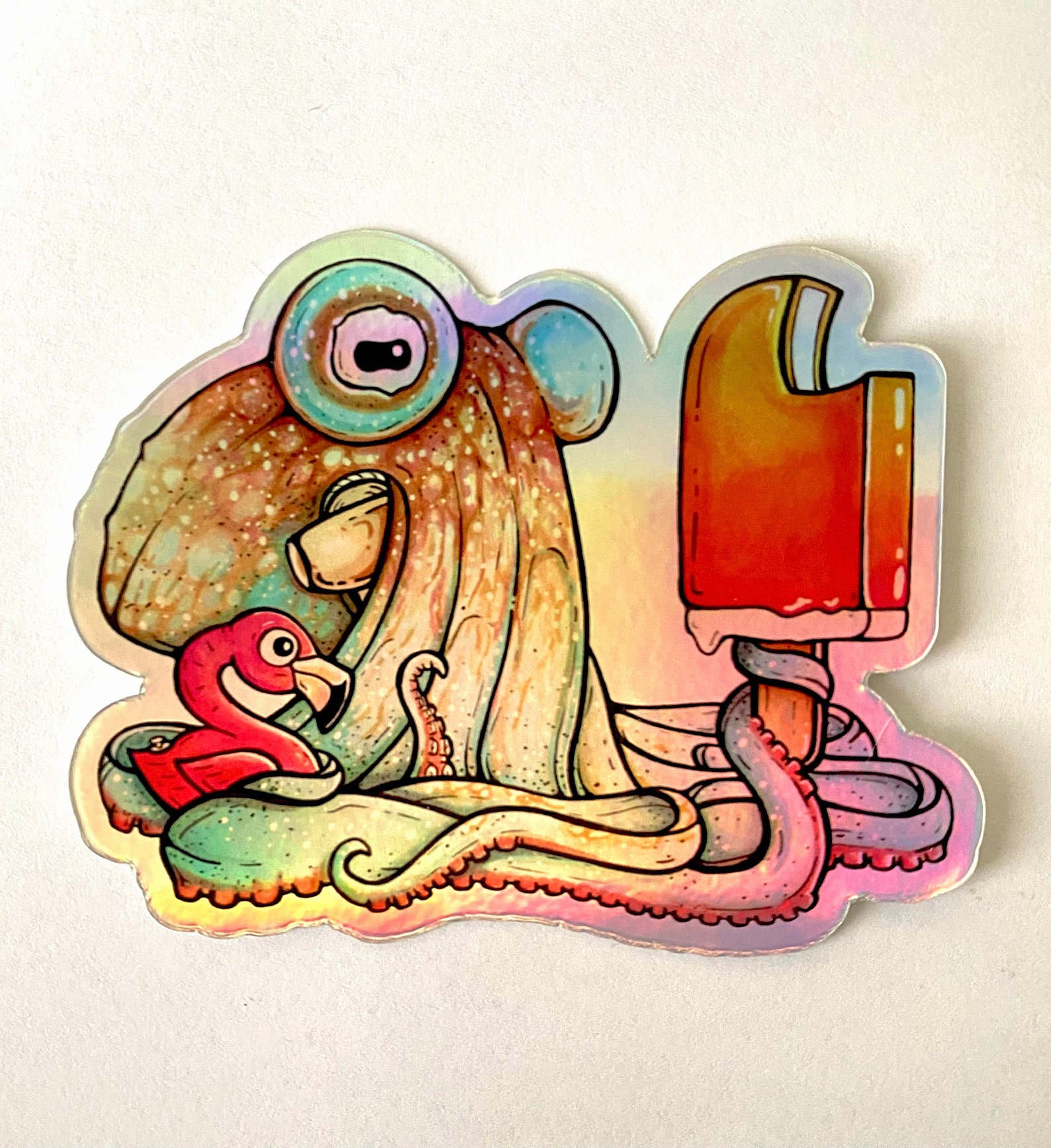 Holographic Dreamy Dani, the Caribbean Reef Octopus, Octopus Sticker ...
