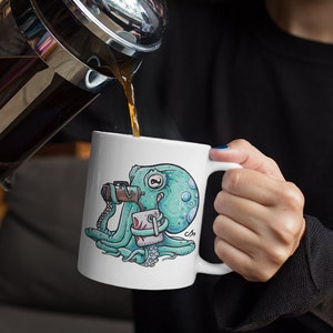 French Press Coffee Octopus Ceramic Mug