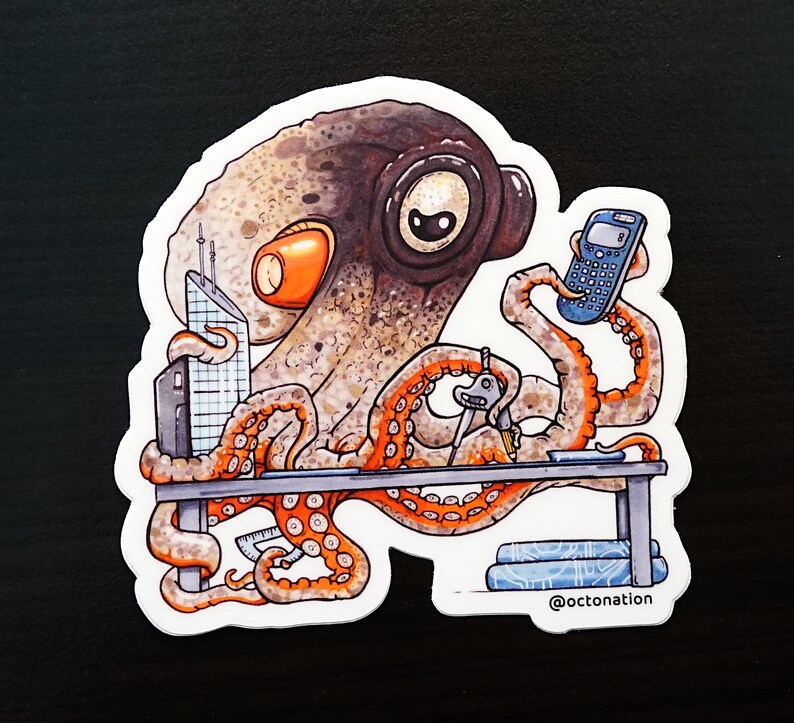 4 Stickers: Octopus STEM Sticker Pack, Science, Technology, Engineering ...