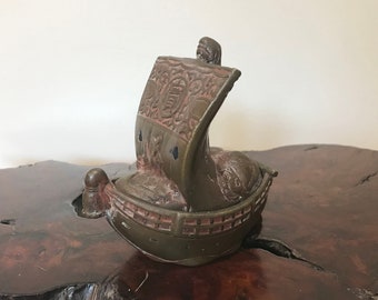 Bronze Incense Burner Antique Chinese 5” Junk Sailing Ship Incense Burner By CaliforniaDreamin4Me