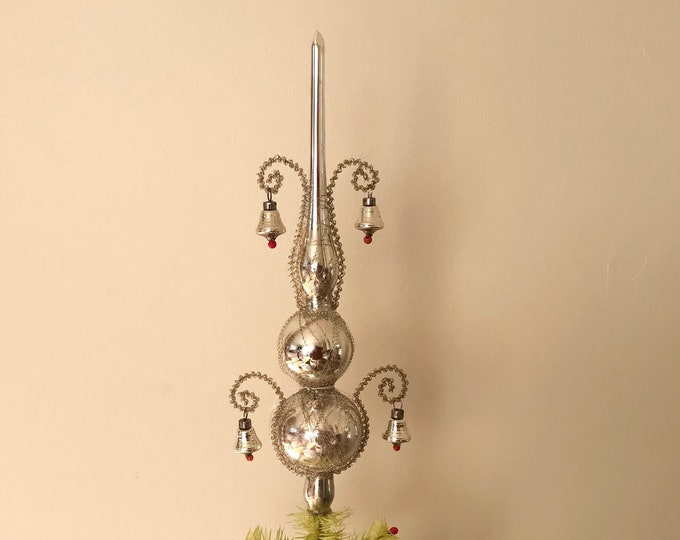 Antique German Tree Topper Wire Wrapped With Bells Tinsel Etsy