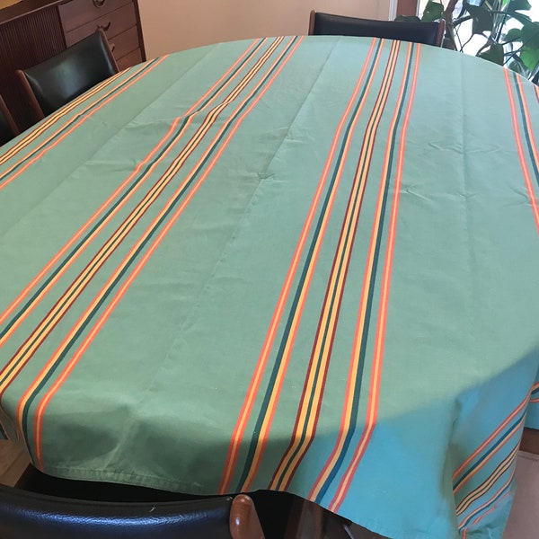 NOS Libeco Tablecloth Luxury Belgium Cotton/Linen Bistro Stripe Green 73” By 59” By CaliforniaDreamin4Me