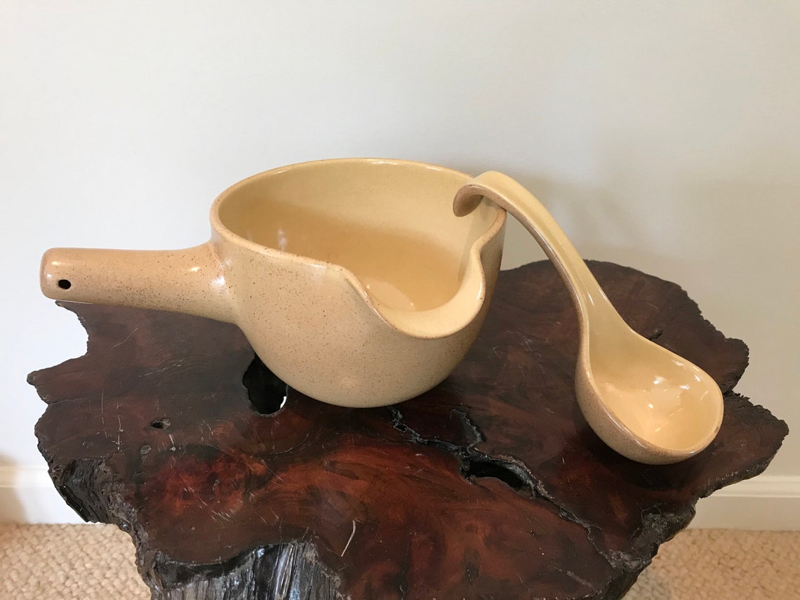 Vintage Heath Ceramics Ladle & Pouring Bowl Gold Apricot Etsy