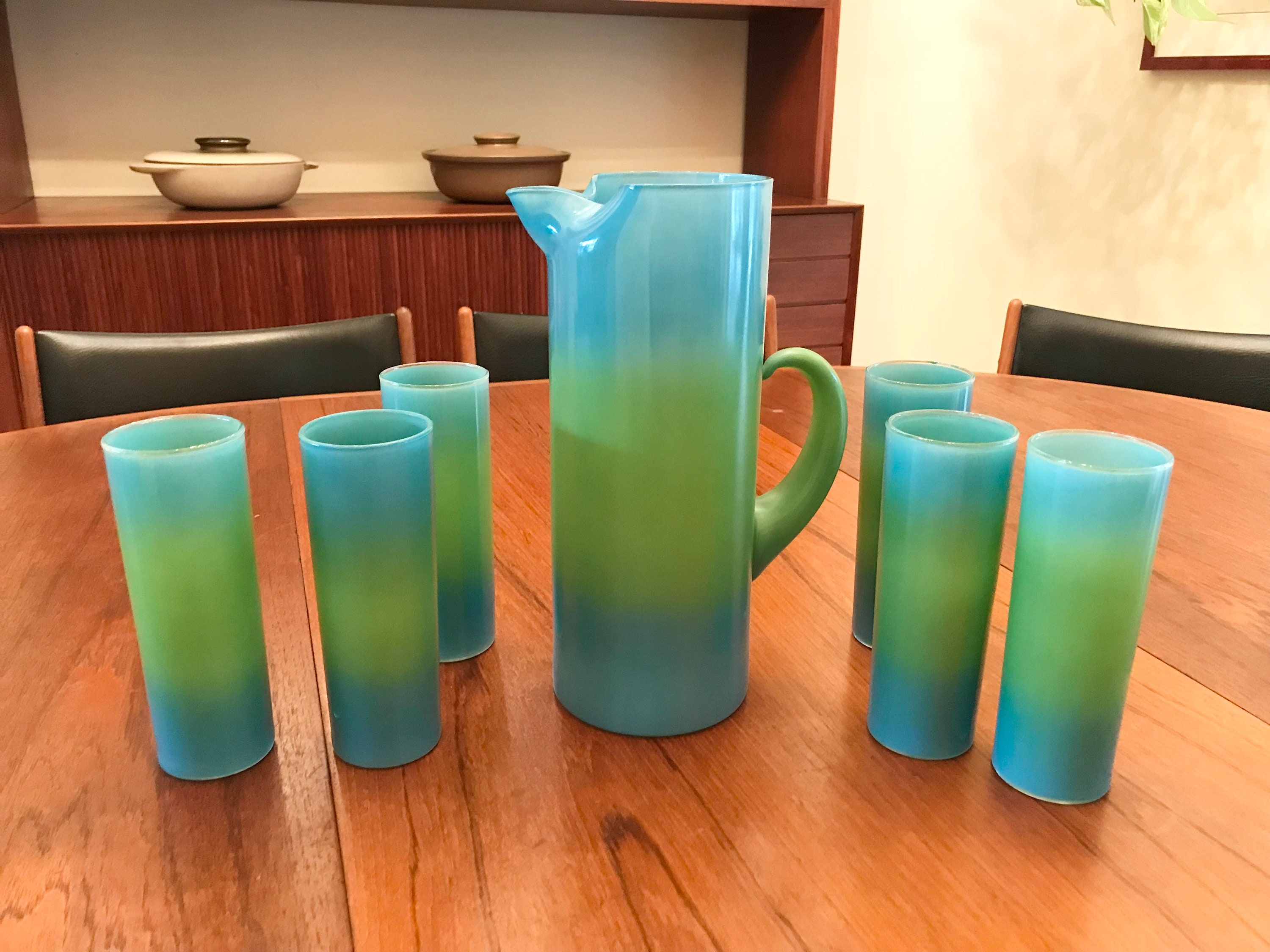 Blendo Turquoise Blue Tom Collins Glasses Set 4 Vintage West