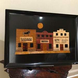 Rare Couroc Western Saloon Parquet Tray Large 18” Amazing By CaliforniaDreamin4Me
