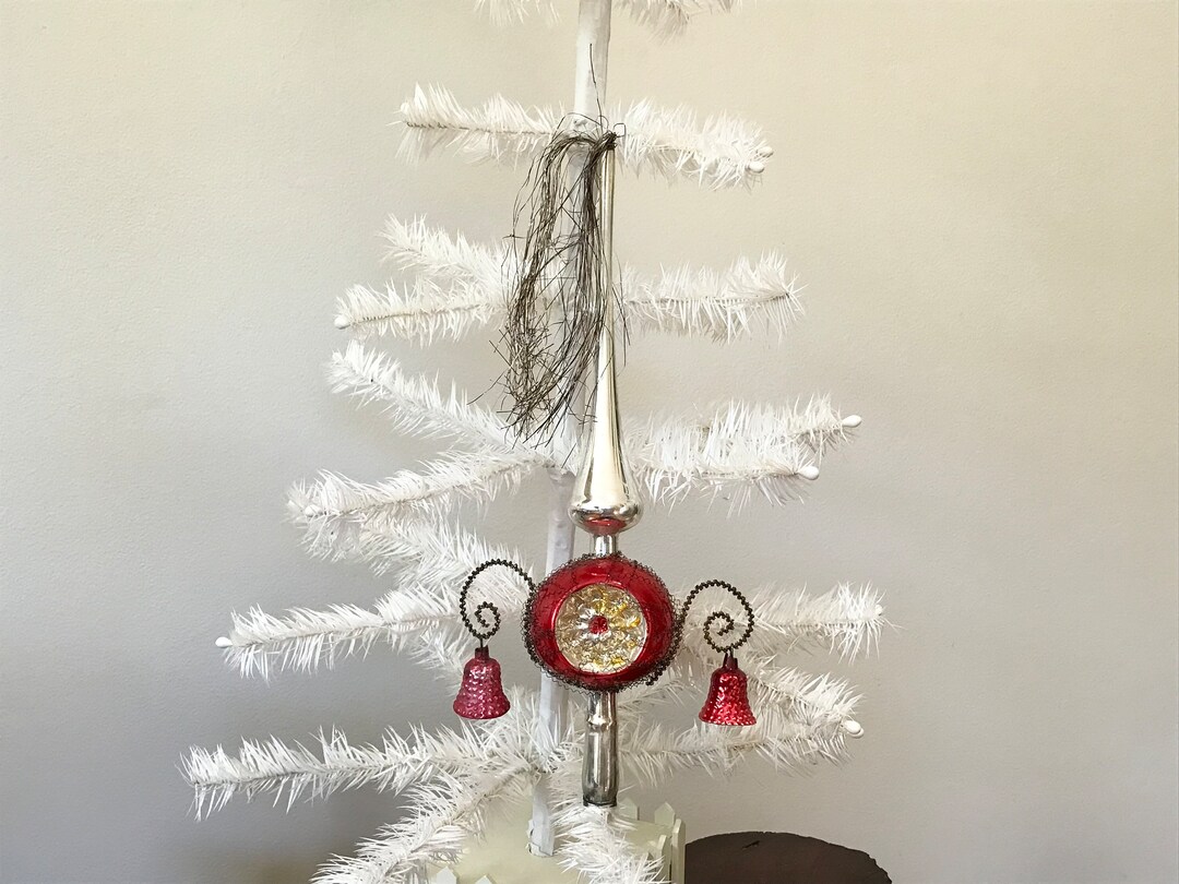 Antique German Tree Topper Wire Wrapped Bells Red Silver Etsy