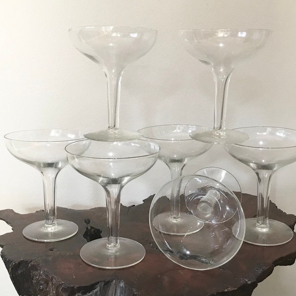 7 Mid-Century Hollow Stem Champagne Glasses 5.25”By CaliforniaDreamin4Me