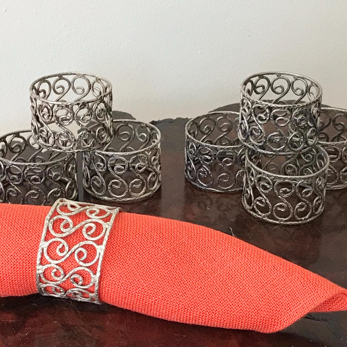 8 MCM Napkin Rings Metal Spiral 1970s By CaliforniaDreamin4Me
