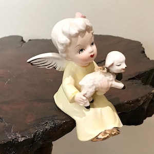 Japan Angel figurine With Sheep Shelf Sitter By CaliforniaDreamin4Me