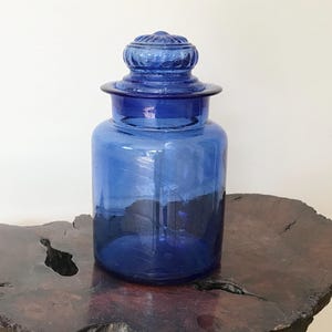 Takahashi Apothecary Jar For Gumps Blown Glass Daisy Lid 8” 1960s By CaliforniaDreamin4Me